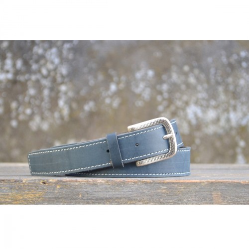 CEINTURE CUIR BLEU PETROLE | La classique